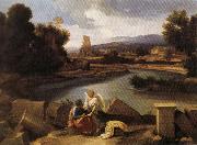 POUSSIN, Nicolas Landscape with Saint Matthew and the Angel painting